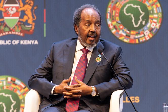 Le président somalien, Hassan Cheikh Mohamoud, lors de la réunion annuelle de la Banque africaine de développement au Centre international de conférence Kenyatta, à Nairobi, le 29 mai 2024. 
