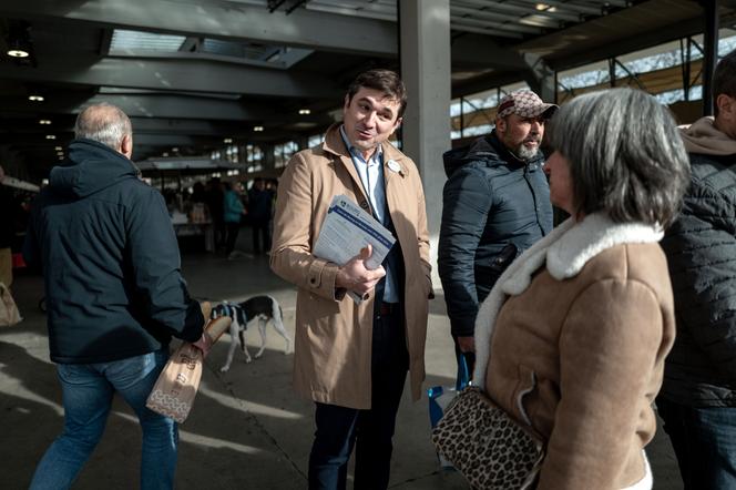 Benoît de Boysson, Reconquest candidate! from the “Bourg ambition” list, composed with members of the Les Républicains (LR) party, in Bourg-en-Bresse, February 7, 2026.