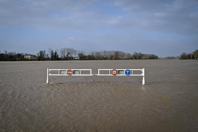 La Garonne en crue, à La Réole (Gironde), le 12&nbsp;février 2025.