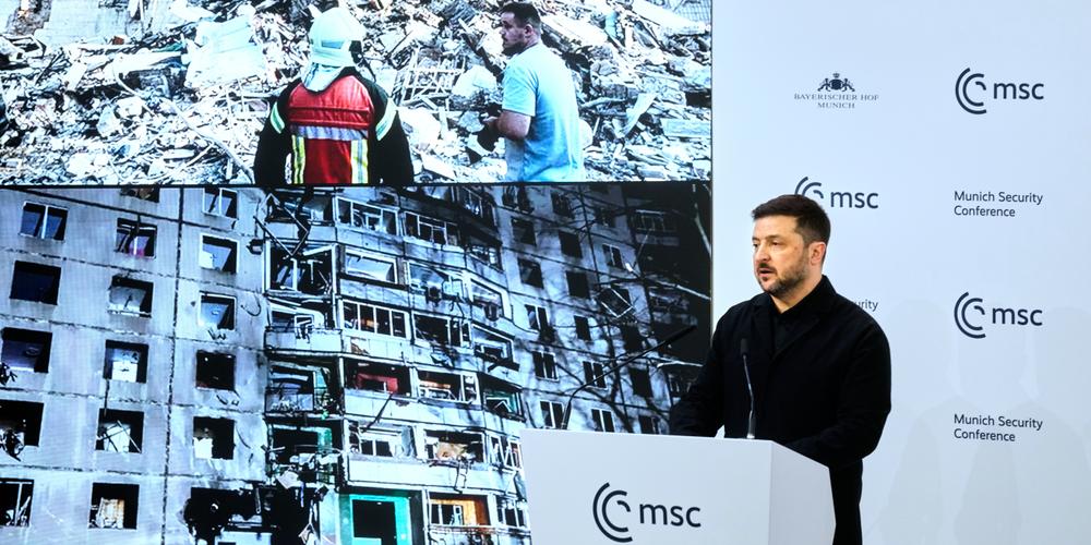 Le président ukrainien, Volodymyr Zelensky, lors de la Conférence de Munich sur la sécurité, le 14 février 2026. - MICHAEL PROBST/AP