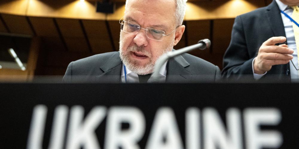 German Galushchenko, ex-ministre de l’énergie ukrainien, lors de la réunion du Conseil des gouverneurs de l’AIEA au siège de l’agence à Vienne, le 12 décembre 2024. - JOE KLAMAR/AFP
