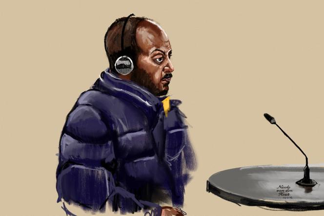 Ce dessin, réalisé le 3&nbsp;novembre&nbsp;2025&nbsp;et publié le 19&nbsp;février&nbsp;2026, montre l’Erythréen Walid, lors d’une audience pour traite d’êtres humains au tribunal de la ville de Zwolle (Pays-Bas).