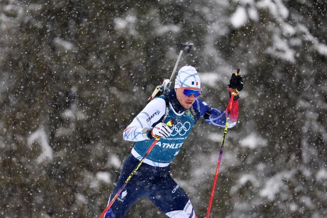 Emilien Jacquelin pendant l’entraînement avant la mass start des Jeux olympiques de Milan-Cortina, à Anterselva, le 19&nbsp;février&nbsp;2026.