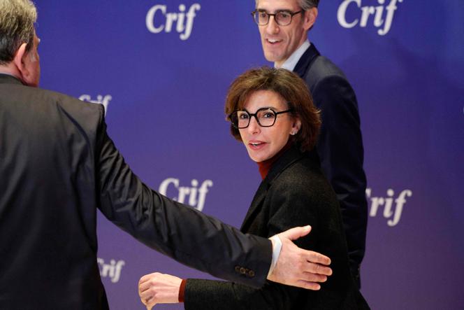 Rachida Dati, ministre de la culture et candidate à la mairie de Paris, au Carrousel du Louvre, à Paris, le 19&nbsp;février&nbsp;2026, pour le dîner du Conseil représentatif des institutions juives de France (CRIF). 