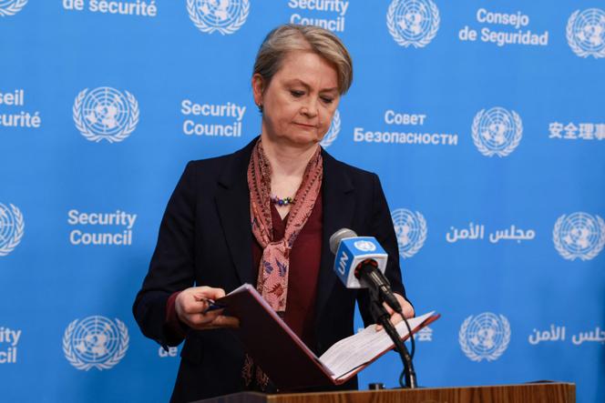 La ministre des affaires étrangères britannique, Yvette Cooper, avant une réunion du Conseil de sécurité des Nations unies sur le Soudan, au siège de l’ONU, à New York, le 19 février 2026.
