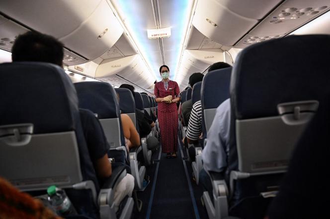 A bord d’un avion de la compagnie Thai Lion Air, le 29&nbsp;juin 2021. 