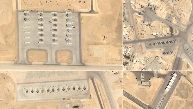 Les avions de combat présents sur la base américaine Muwaffaq Salti (Jordanie), le 20&nbsp;février 2026.