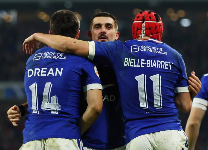 L’équipe de France masculine de rugby lors de la rencontre face à l’Italie, au Tournoi des six nations, dimanche 22 février à Villeneuve-d’Ascq (Nord). 
