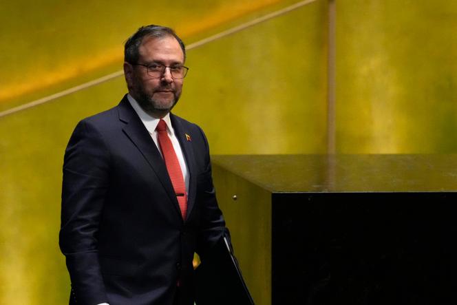 Le ministre des affaires étrangères vénézuélien, Yvan Gil Pinto, à l’Assemblée des Nations Unies, à New York, le 26 septembre 2025.