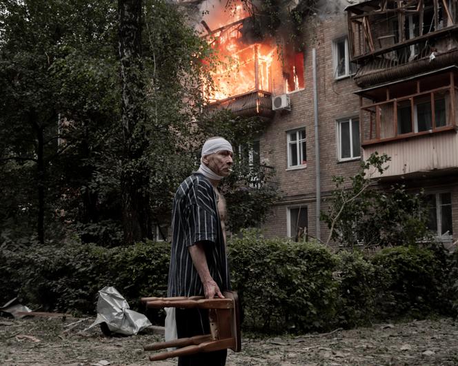 A la suite d’une attaque aérienne russe, à Kiev, le 31&nbsp;juillet 2025.