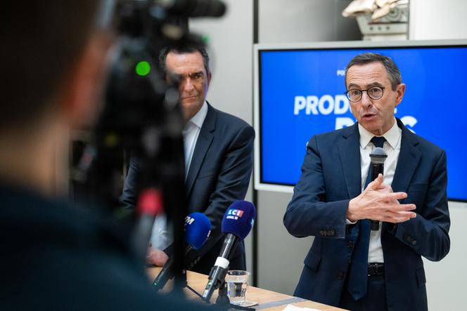 Bruno Retailleau viajando para Verdelot (Seine-et-Marne) em 19 de fevereiro de 2026.