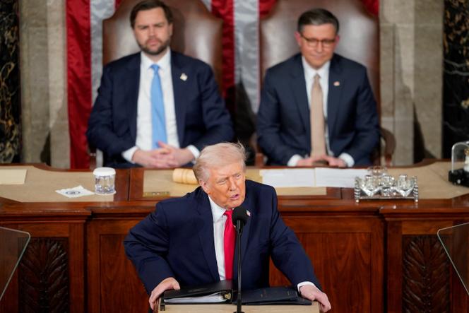 Donald Trump lors de son discours sur l’état de l’Union au Capitole, à Washington, le 24 février 2026.