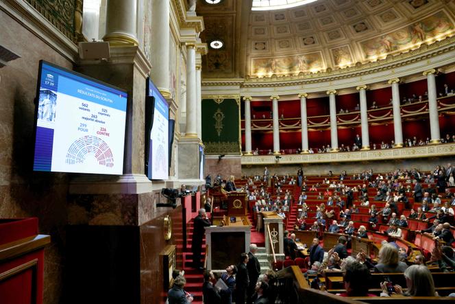 Dans l’Assemblée nationale, après le vote sur le projet de loi sur l’aide à mourir, à Paris, le 25&nbsp;février 2026.