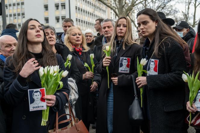 Alice Cordier, présidente de Némésis, lors de la marche en hommage au militant identitaire Quentin Deranque, mort à la suite d’une rixe, le 12 février, à Lyon.