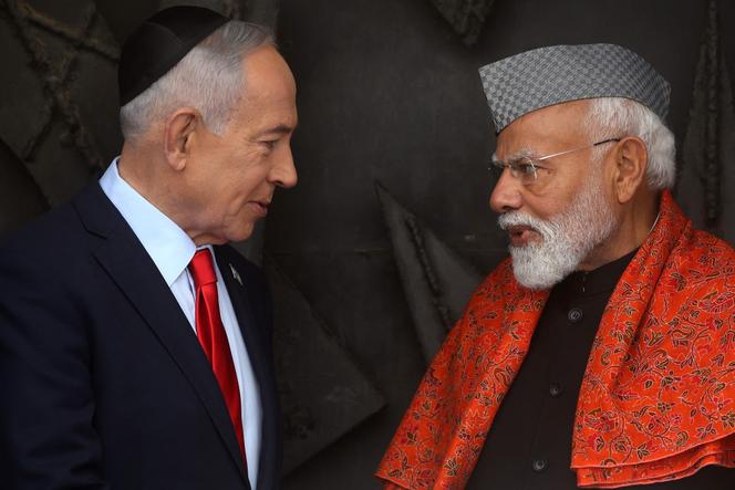 Le premier ministre israélien Benyamin Nétanyahou avec son homologue indien Narendra Modi, à Jérusalem, le 25&nbsp;février 2026.