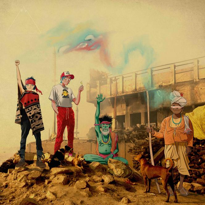 Illustration accompagnant l’album « The Mountain », de Gorillaz.