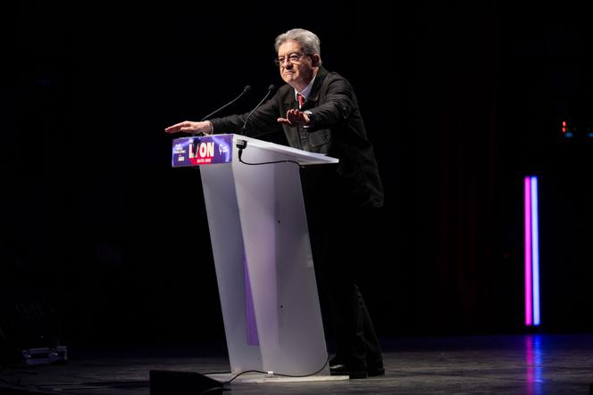 Jean-Luc Mélenchon, lors d’un meeting en soutien à Anaïs Belouassa-Cherifi, candidate LFI à la mairie de Lyon, le 26 février 2026. 