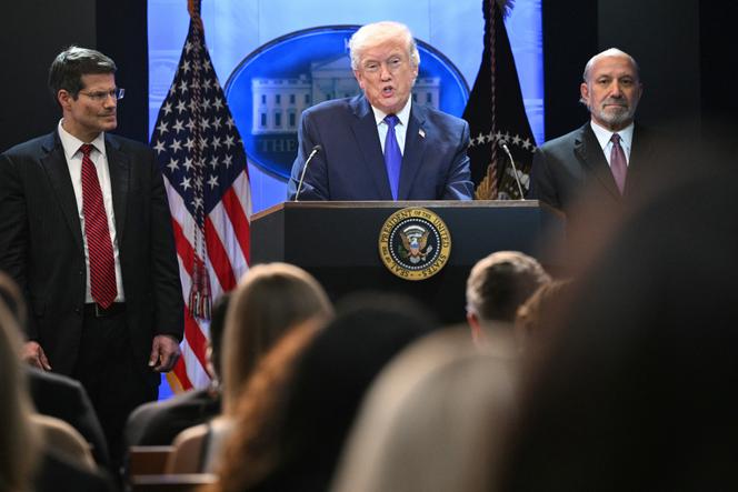Le président américain, Donald Trump, en conférence de presse,&nbsp;à la Maison Blanche, à Washington, le 20&nbsp;février 2026.&nbsp;