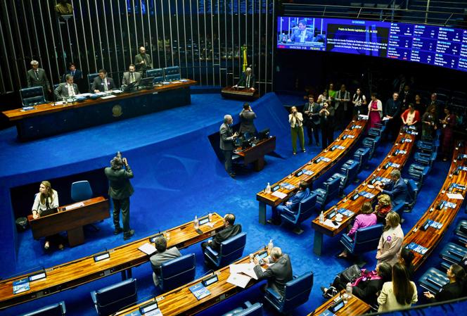 ao Senado brasileiro durante reunião sobre o acordo entre o Mercosul e a União Europeia, em Brasília, 4 de março de 2026.