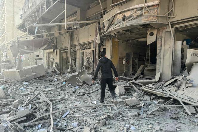 Après les frappes aériennes israéliennes dans la banlieue sud de Beyrouth, le 6 mars 2026. 