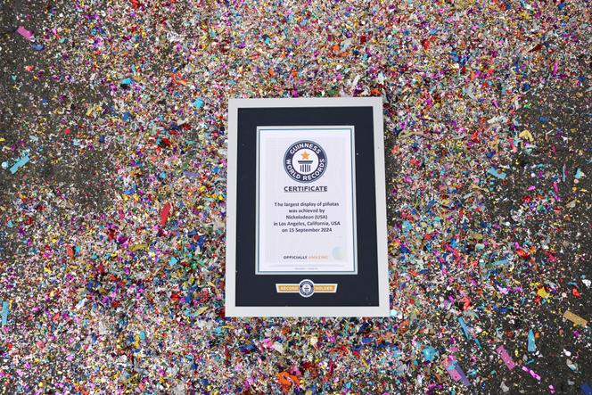 Un certificat du Guinness World Records, à Los Angeles (Etats-Unis), le 15 septembre 2024.