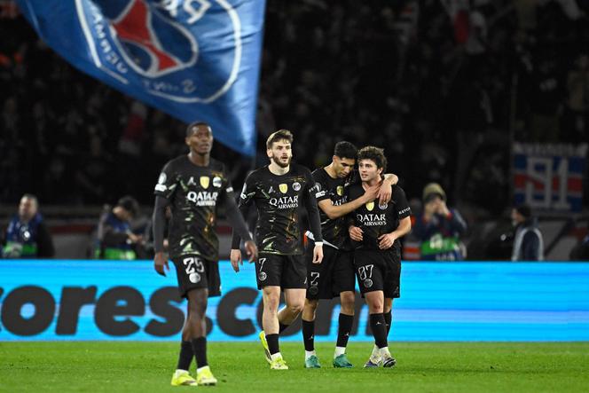 PSG players at the Parc des Princes stadium, in Paris, on March 11, 2026. 