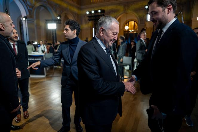 Jean-Michel Aulas lors du grand débat organisé par BFM-TV à Lyon, le 24 février 2026.

