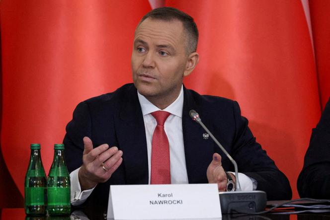 Polish President Karol Nawrocki speaks during a National Security Council meeting at the Presidential Palace in Warsaw, Poland, February 11, 2026. 