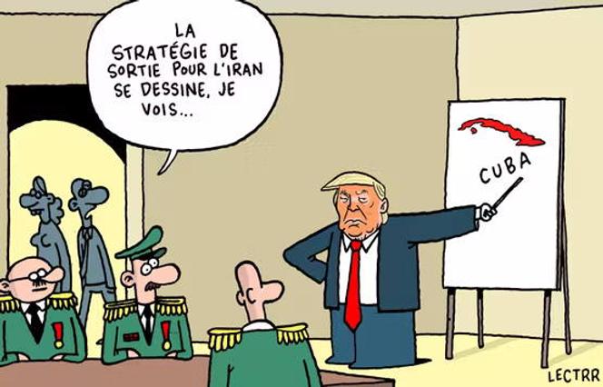 O desenho apareceu na primeira página do “Le Monde” de terça-feira, 10 de março, assinado pelo belga Lectrr. 
