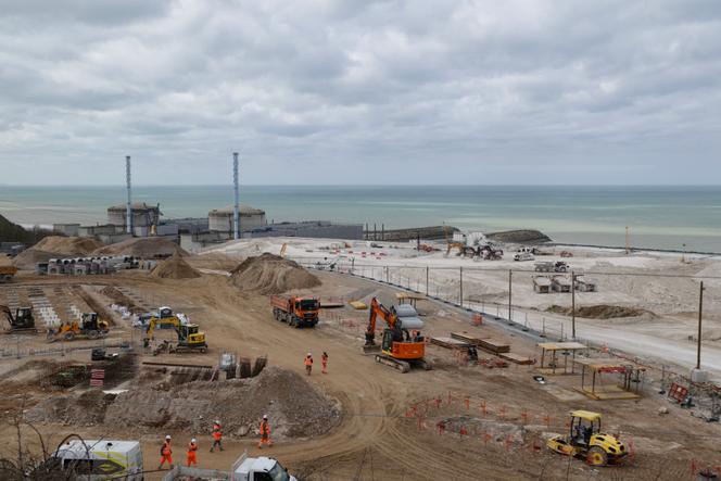 Vue du chantier des réacteurs EPR 2 à la centrale nucléaire de Penly (Seine-Maritime), le 12 mars 2026.