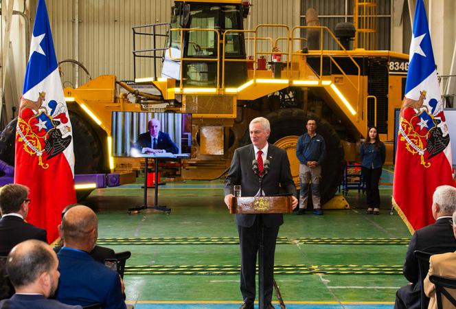José Antonio Kast, président chilien, lors d’une visite au Centre de formation industrielle et minière (CEIM), à Antofagasta (Chili), le 17 mars 2026.