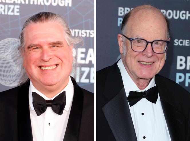 A gauche, Gilles Brassard ; à droite, Charles H. Bennett, tous les deux à Los Angeles, le 15 avril 2023.