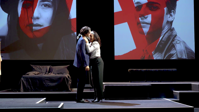 Stanislas Nordey (Johan) et Romane Bohringer (Marianne) dans « Scènes de la vie conjugale », d’Ingmar Bergman, adapté et mis en scène par Christophe Perton, au Centre d’art et de culture de Meudon (Hauts-de-Seine), le 2 février 2026.