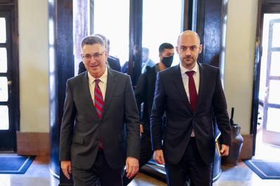 Israeli Foreign Minister Gideon Saar and French Foreign Minister Jean-Noël Barrot during their meeting in Jerusalem, March 20, 2026.