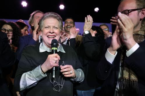 Catherine Trautmann, lors de la soirée électorale, à Strasbourg, le 22 mars 2026.