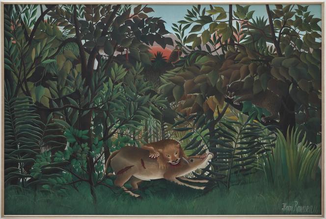« Le Lion, ayant faim, se jette sur l’antilope » (1898-1905), d’Henri Rousseau.