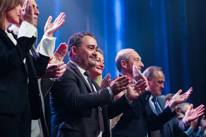 Stéphane Sbraggia, maire (divers droite) sortant d’Ajaccio et candidat à sa réélection, à la fin d’une réunion de campagne, à Ajaccio, le 12 mars 2026.