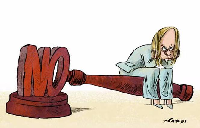 O desenho apareceu na primeira página do “Le Monde” de quarta-feira, 25 de março, assinado pelo italiano Nardi. 