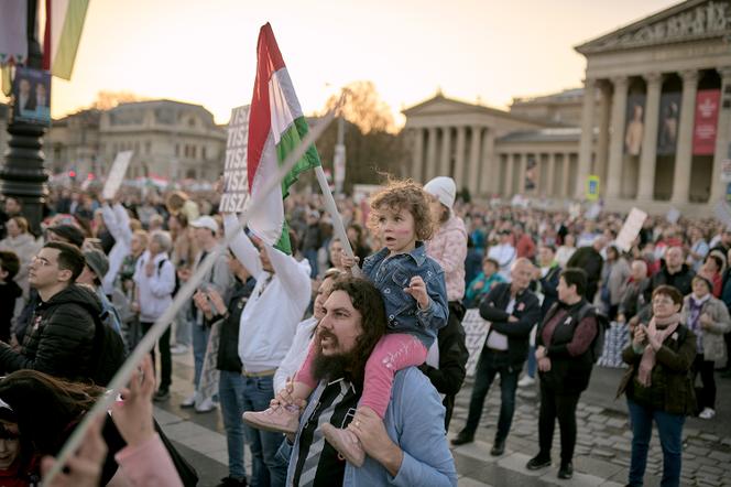 On March 15 in Budapest, supporters of opposition leader Peter Magyar.