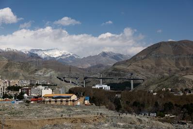 The B1 bridge damaged by a strike, in Karaj, Iran, April 3, 2026.