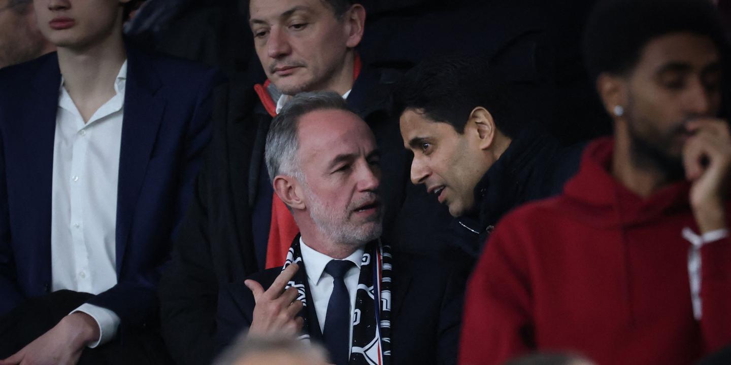 Emmanuel Grégoire aux côtés de Nasser Al-Khelaïfi lors du PSG-Toulouse : symbole de discussions sur le Parc des Princes