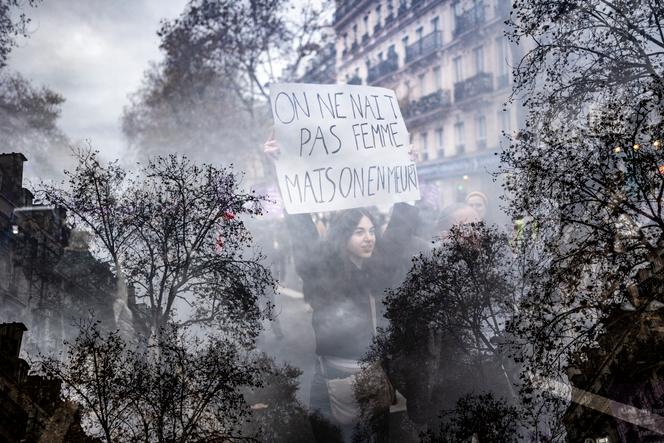 Manifestação contra a violência contra as mulheres, em Paris, 23 de novembro de 2024.