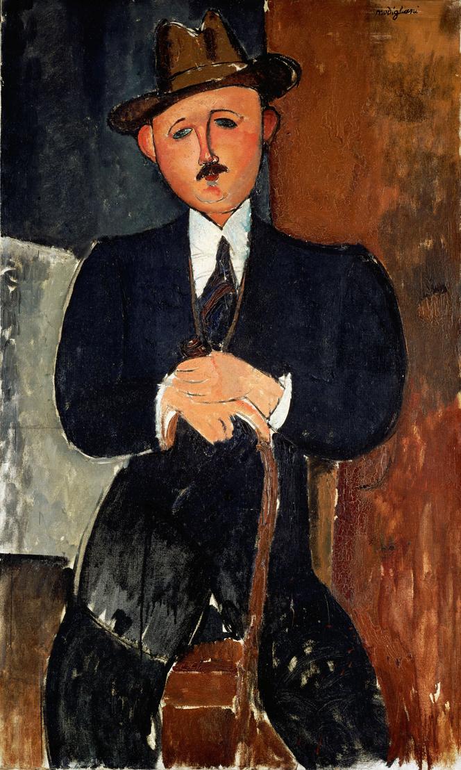 “Homem sentado (apoiado em uma bengala)” (1918), de Amedeo Modigliani. 