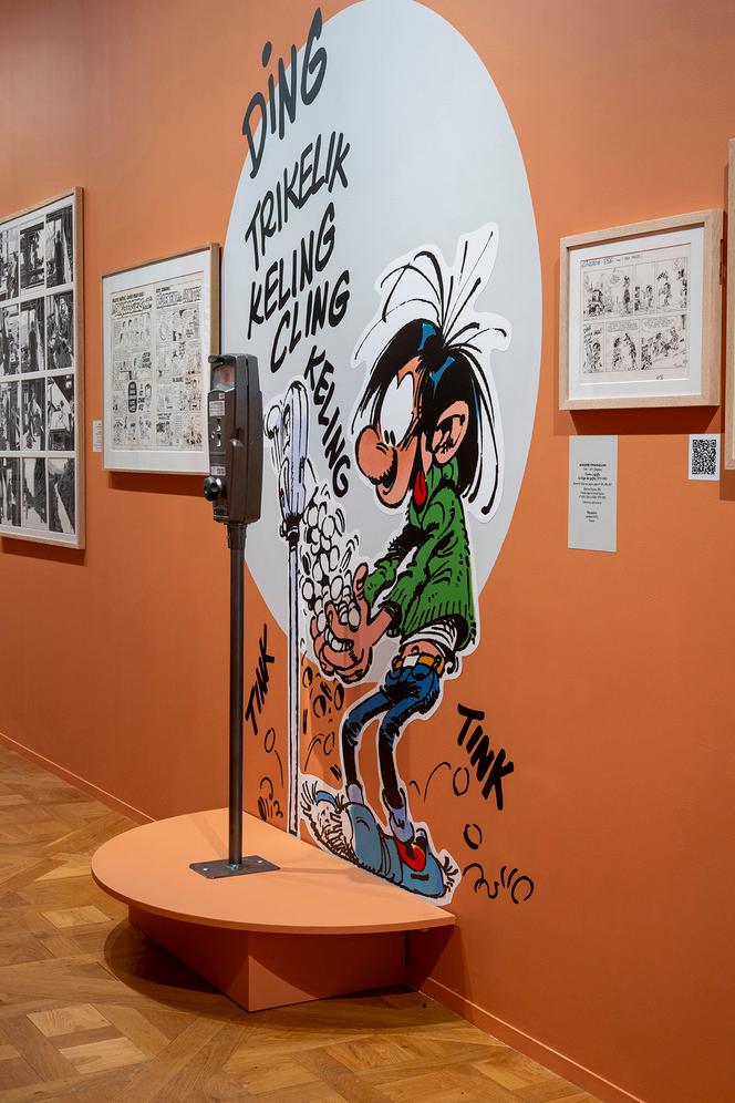 Gaston Lagaffe na exposição “Cling! Comics talk cash”, na Monnaie de Paris, em abril de 2026.