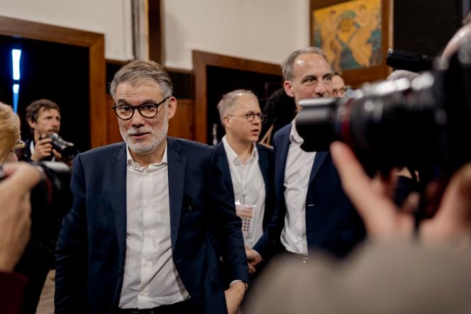 Olivier Faure, primeiro secretário do Partido Socialista, em Montreuil (Seine-Saint-Denis), 11 de abril de 2026.