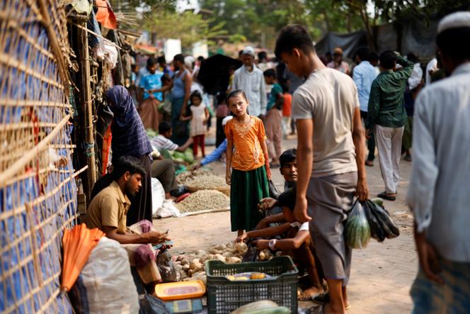 A street market in a refugee camp at Cox's Bazar, Bangladesh, on April 17, 2026.