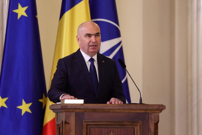 Romania's Prime Minister Ilie Bolojan speaks during his swearing-in ceremony in Bucharest, Romania, June 23, 2025.
