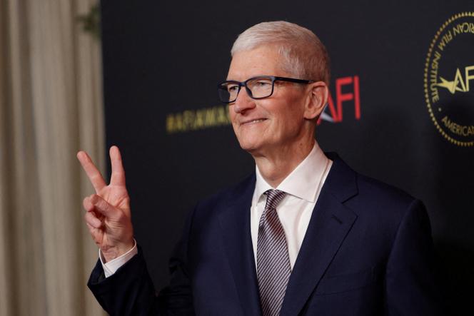 Apple's CEO Tim Cook attends the American Film Institute (AFI) Awards Luncheon in Los Angeles, California, on January 9, 2026. 