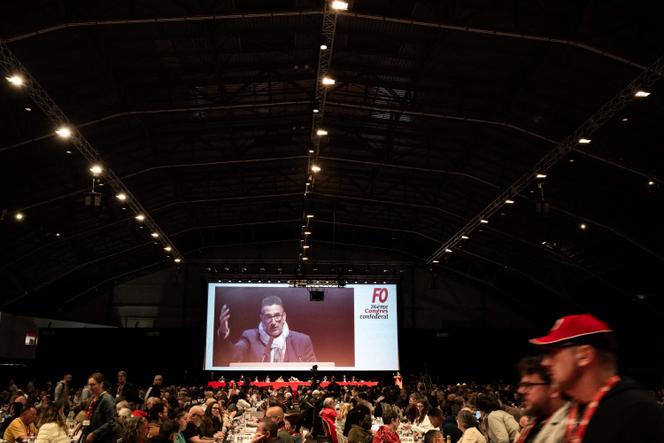 Discurso de Frédéric Souillot, secretário-geral do sindicato francês Force Ouvrière (FO), durante o 26º congresso nacional da FO, em Dijon, 20 de abril de 2026. 
