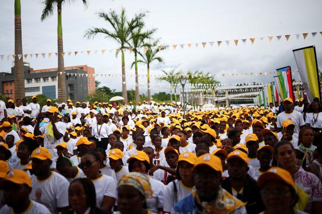 Encontro com o Papa no campus Leão XIV da Universidade Nacional da Guiné Equatorial, em Malabo, 21 de abril de 2026. 